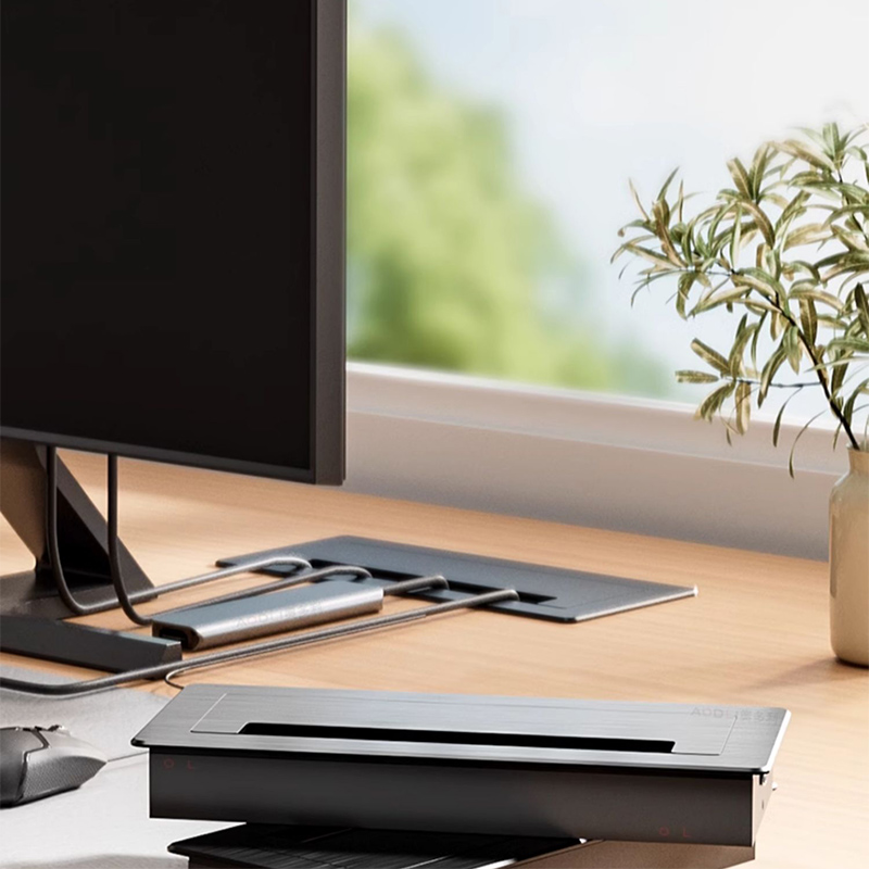 Furniture Hardware Outlet - Pasacables rectangular de aleación de aluminio